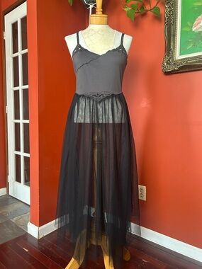 Intimately Free People Women's Black and Gray Layered Tulle Overlay Maxi Dress